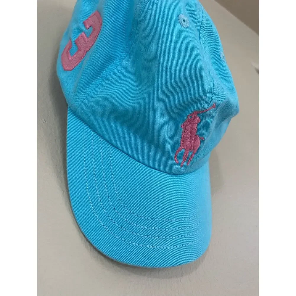 Polo Ralph Lauren Hat Cap Youth Kids 4-7 OS Adjustable Strap Back Big Pink Pony